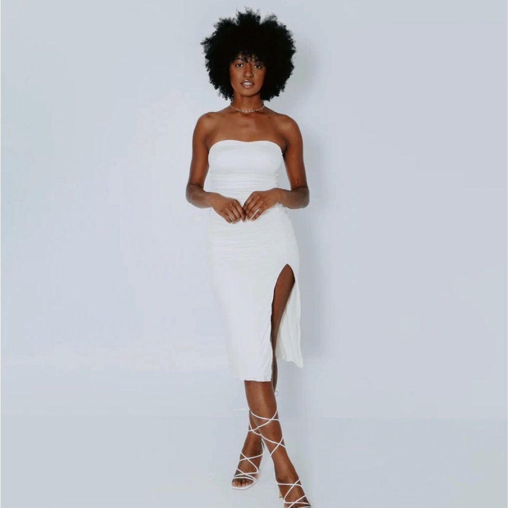 Klassy Network White Strapless Dress